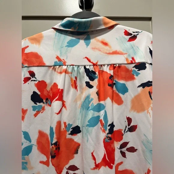 Chico's Short Sleeve Floral Top Blouse Size XL /Chico’s Size 3 EUC! - Picture 7 of 16